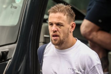 Warrington Wolves 'tan Matt Dufty, 18 Mayıs 2025' te Birleşik Krallık 'ın Wakefield Stadyumu' nda oynanan 11. Betfred Süper Lig karşılaşmasında Wakefield Trinity vs Warrington Wolves 'a karşı.