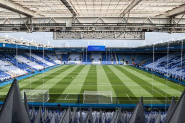 18 Mayıs 202 'de King Power Stadyumu' nda Leicester City ile Ipswich Town arasındaki Premier League karşılaşması öncesinde King Power Stadyumu 'nun genel bir görüntüsü.