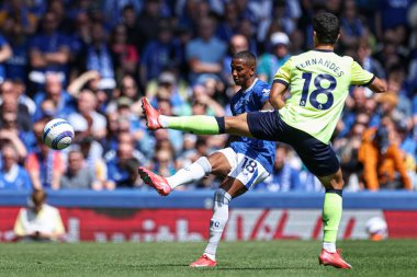 18 Mayıs 2025 'te Goodison Park, Liverpool' da oynanan Premier League maçında Everton ve Southampton maçı öncesinde The Winslowe Hotel 'in önünde Everton taraftarları