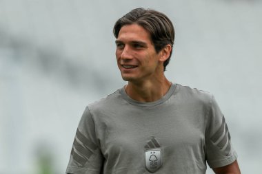 Nottingham Ormanı 'ndan Nicolas Dominguez, 18 Mayıs 202' de Londra 'daki Londra Stadyumu' nda oynanan Premier League maçı öncesinde Londra Stadyumu 'na geldi.