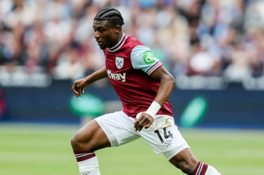 West Ham United 'dan Muhammed Kudus, 18 Mayıs 2025' te Londra 'daki Londra Stadyumu' nda oynanan Premier League karşılaşmasında West Ham United Nottingham Forest 'a karşı mücadele etti.