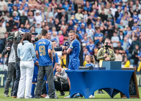 Leicester City 'den Jamie Vardy Premier League maçı sırasında Leicester City, King Power Stadyumu' nda Ipswich Town 'a karşı, 18 Mayıs 202