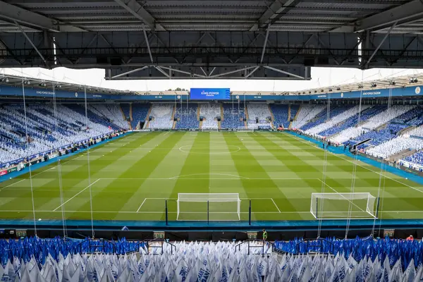 18 Mayıs 202 'de King Power Stadyumu' nda Leicester City ile Ipswich Town arasındaki Premier League karşılaşması öncesinde King Power Stadyumu 'nun genel bir görüntüsü.