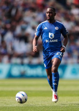 Leicester City 'den Boubakary Soumar Premier League maçı sırasında Leicester City, King Power Stadyumu' nda Ipswich Town 'a karşı, 18 Mayıs 2025