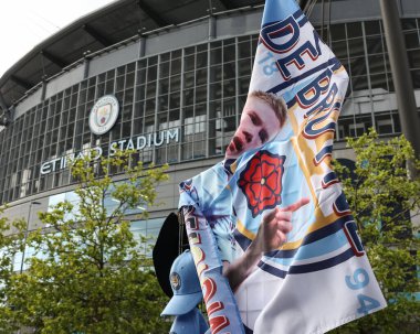 Manchester City 'den Kevin De Bruyne Premier League maçı sırasında Etihad Stadyumu' nda Manchester City 'ye karşı Bournemouth maçı, 20 Mayıs 2025