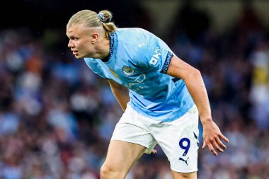 Manchester City 'den Erling Haaland, 20 Mayıs 202' de Etihad Stadyumu 'nda oynanan Premier League maçında...