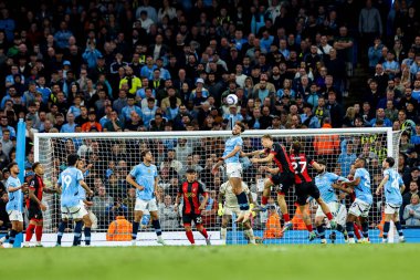 Manchester City 'den Ruben Dias, 20 Mayıs 202' de Etihad Stadyumu 'nda oynanan Premier League maçında topa önderlik ediyor.