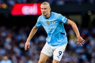 Manchester City 'den Erling Haaland, 20 Mayıs 202' de Etihad Stadyumu 'nda oynanan Premier League maçında...