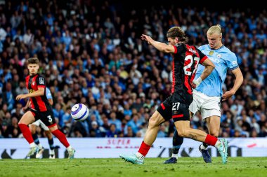 Manchester City 'den Erling Haaland, Manchester City ile Bournemouth maçında 20 Mayıs 202' de Etihad Stadyumu 'nda çekim yaptı.