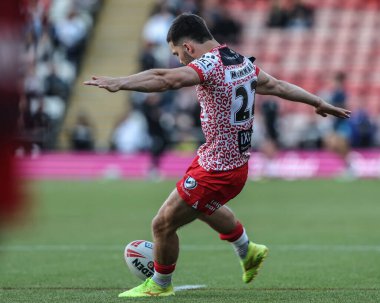 Leigh Leoparları 'ndan Ben McNamara, maç öncesi ısınma turunda 12. Betfred Süper Lig karşılaşmasında Leigh Leopards' a karşı Hull FC, Leigh Spor Köyü, Leigh, Birleşik Krallık, 22 Mayıs 2025
