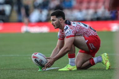 Leigh Leoparları 'ndan Ben McNamara, maç öncesi ısınma turunda 12. Betfred Süper Lig karşılaşmasında Leigh Leopards' a karşı Hull FC, Leigh Spor Köyü, Leigh, Birleşik Krallık, 22 Mayıs 2025