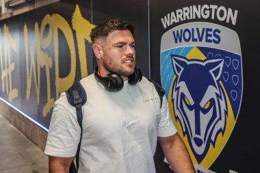 Warrington Wolves takımından Joe Philbin, 23 Mayıs 2025 'te oynanan Betfred Süper Lig karşılaşmasında Warrington Wolves ve Hull KR' a karşı Halliwell Jones Stadyumu, Warrington, İngiltere