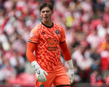 Sheffield United takımından Michael Cooper 24 Mayıs 2025 'te Wembley Stadyumu' nda Sheffield United ile Sunderland arasındaki final maçında