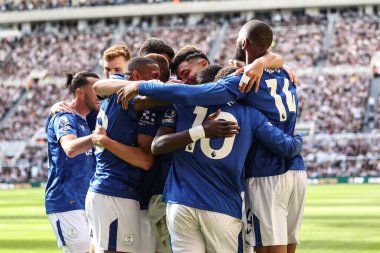 Everton 'dan Carlos Alcaraz, 25 Mayıs 2025' te St. James 's Park, Newcastle, İngiltere' de oynanan Premier League maçı Newcastle United-Everton maçında 0-1 kazanma hedefini kutluyor.