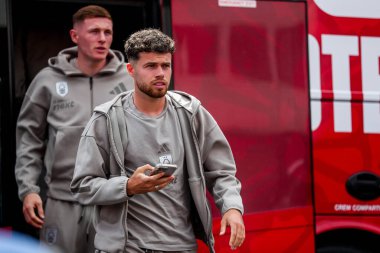 Nottingham Ormanı 'ndan Neco Williams Premier League maçından önce Nottingham Forest Chelsea' ye karşı City Ground, Nottingham, İngiltere 'de 25 Mayıs 2025' te City Ground 'a vardı.