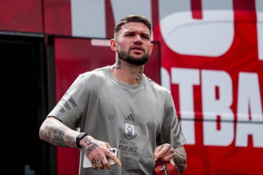 Nottingham Ormanı 'ndan Morato, Premier League maçından önce Nottingham Forest Chelsea' ye karşı City Ground, Nottingham, İngiltere 'de 25 Mayıs 2025' te City Ground 'a vardı.