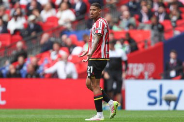 Sheffield United takımından Vinicius Souza, 24 Mayıs 2025 'te Wembley Stadyumu' nda Sheffield United ile Sunderland arasındaki final maçında tepki gösterdi.