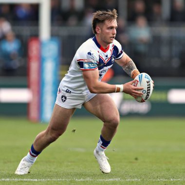 Wakefield Trinity 'den Jack Croft Betfred Süper Lig maçı sırasında Wakefield Trinity, Salford Red Devils' e karşı DIY Kitchens Stadyumu, Wakefield, İngiltere, 25 Mayıs 2025