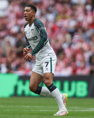 24 Mayıs 2025 'te Wembley Stadyumu' nda Sheffield United, Sunderland 'a karşı oynanan Gökyüzü İddia Şampiyonası Playoff Finali' nde Sunderland 'dan Jobe Bellingham.