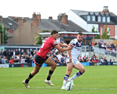 Wakefield Trinity takımından Max Jowitt, 25 Mayıs 2025 'te Wakefield Süper Ligi karşılaşmasında Wakefield Trinity ile Salford Red Devils' in DIY Kitchens Stadyumu 'nda karşı karşıya geldiler.