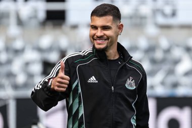 Newcastle United takımından Bruno Guimares, 25 Mayıs 2025 'te oynanan Premier League maçı sırasında St.James' s Park, Newcastle, İngiltere 'de oynanan Everton maçında...