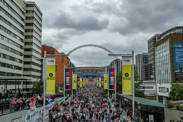 Wembley, 24 Mayıs 2025 'te Wembley Stadyumu' nda Sheffield United 'ın Sunderland' a karşı oynadığı Gökyüzü İddia Şampiyonası Playoff Finali 'nin önünde.