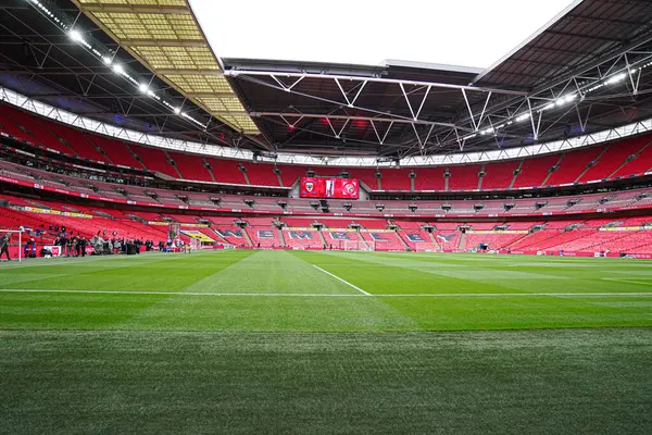 Wembley Stadyumu, Wembley Stadyumu, 26 Mayıs 2025 'te Wembley Stadyumu' nda oynanan AFC Wimbledon ile Wimbledon final karşılaşması öncesinde görülüyor.