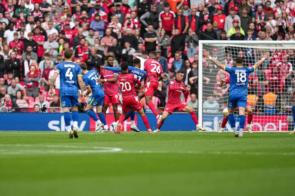 AFC Wimbledon takımından Myles Hippolyte 26 Mayıs 2025 'te Wembley Stadyumu' nda oynanan Wimbledon-Walsall maçında 1-0 berabere kaldı.