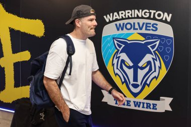 Warrington Wolves takımından Lachlan Fitzgibbon, 30 Mayıs 2025 'te oynanan Betfred Süper Lig 13. Raundu' nda Halliwell Jones Stadyumu 'nda Warrington Wolves Castleford Tigers' a karşı oynuyor.