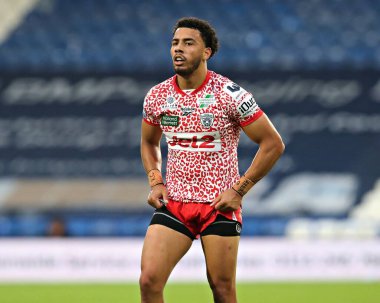 Betfred Süper Lig 13. Raundunda Leopar takımından Darnell McIntosh John Smith Stadyumu 'nda Huddersfield Giants' a karşı Leigh Leopards maçında, 29 Mayıs 2025