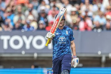 İngiltere kaptanı Harry Brook, İngiltere 'nin 29 Mayıs 2025' te Edgbaston, Birmingham 'da Batı Hint Adaları' na karşı 1.