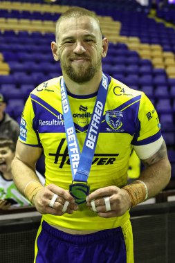 Warrington Wolves 'dan Matt Dufty' nin Betfred Süper Lig 13. Raundu 'nda Halliwell Jones Stadyumu' nda Warrington Wolves Castleford Tigers 'a karşı oynadığı maçın Betfred oyuncusu.