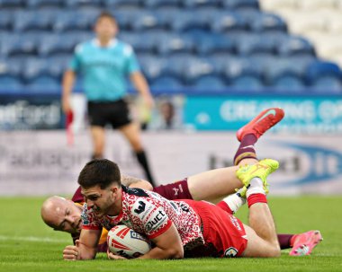 Leopar Leoparlar 'dan Ben McNamara, 29 Mayıs 2025' te Birleşik Krallık 'ın Huddersfield Stadyumu' ndaki Huddersfield Giants - Leigh Leopards maçında Betfred Süper Lig 13.