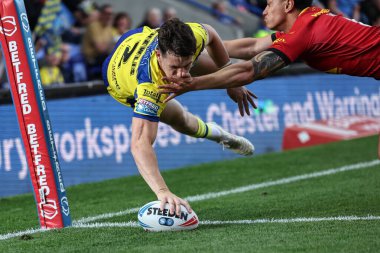 Warrington Wolves 'tan Josh Thewlis, 30 Mayıs 2025' te İngiltere 'nin Warrington kentinde oynanan 13. Betfred Süper Lig karşılaşmasında Warrington Wolves Castleford Tigers' a karşı oynuyor.