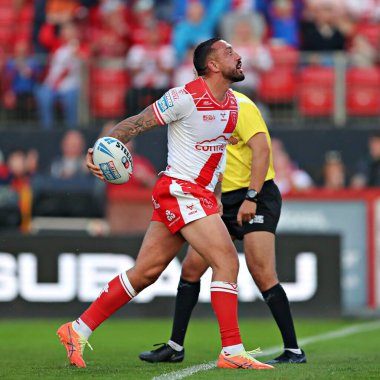 Hull KR 'dan Elliot Minchella, 30 Mayıs 2025' te İngiltere 'nin Hull kenti Kingston' da oynanan Sewell Group Craven Park 'ta oynanan 13.