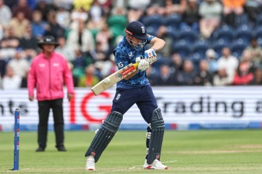 İngiltere kaptanı Harry Brook, 1 Haziran 2025 'te Sofya Bahçeleri Kriket Sahası, Cardiff, İngiltere' de oynanan 2.