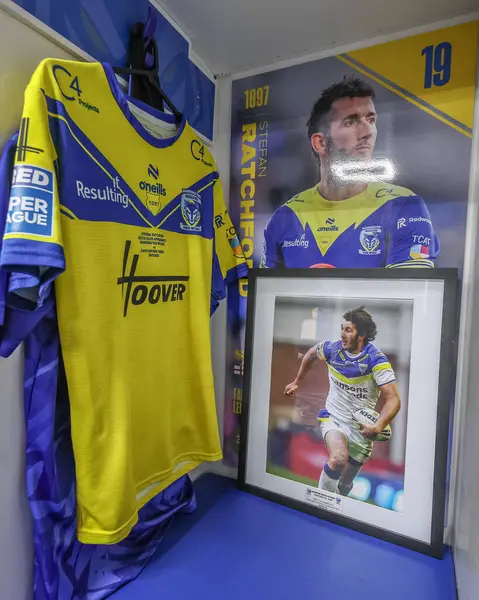 Stefan Ratchford 'un gömleği ve dolabı Warrington Wolves' a oynadığı Betfred Süper Lig 13. Raundunda Warrington Wolves Castleford Tigers 'a karşı Halliwell Jones Stadyumu, Warrington, 2025
