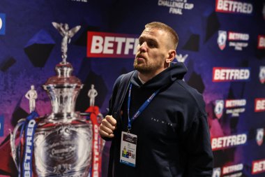Warrington Wolves 'tan Matt Dufty, 7 Haziran 2025' te İngiltere 'nin Wembley Stadyumu' nda oynanan Betfred Challenge Cup Final Warrington Wolves vs Hull KR maçında geldi.