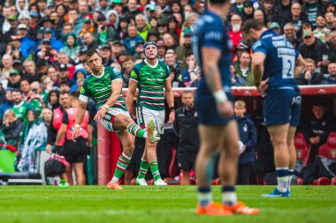Leicester Tigers 'dan Handr Pollard Gallagher Premiership play-off' unda Leicester Tigers, Mattioli Woods Welford Road Stadyumu 'nda Satış Köpekbalıklarına karşı, 7 Haziran 2025