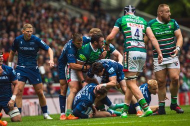 Leicester Tigers 'dan Julin Montoya Gallagher Premiership play-off' unda Leicester Tigers, Mattioli Woods Welford Road Stadyumu 'nda Satış Köpekbalıklarına karşı, 7 Haziran 2025