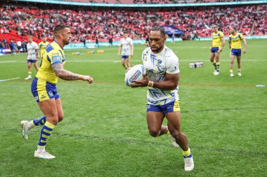 Warrington Wolves 'tan Rodrick Tai, Betfred Challenge Cup Final Warrington Wolves Hull KR' a karşı 7 Haziran 2025 'te Wembley Stadyumu' nda oynanan karşılaşma öncesi ısınma maçında ısındı.
