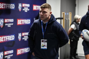 Warrington Wolves 'tan George Williams, 7 Haziran 2025' te İngiltere 'nin Wembley Stadyumu' nda oynanan Betfred Challenge Cup Final Warrington Wolves vs Hull KR maçında geldi.