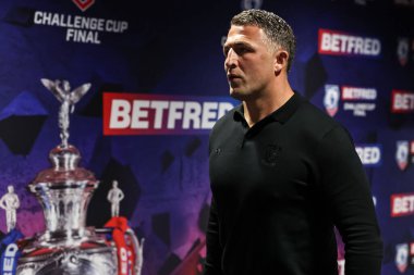 Sam Burgess Warrington Wolves 'un baş antrenörü Betfred Challenge Cup Final Warrington Wolves vs Hull KR' a karşı Wembley Stadyumu, Londra, İngiltere, 7 Haziran 2025