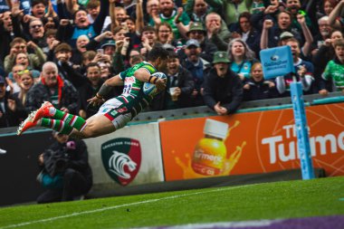 Leicester Tigers 'dan Izaia Perese Gallagher Premiership play-off' unda Leicester Tigers, Mattioli Woods Welford Road Stadyumu 'nda Satış Köpekbalıklarına karşı, 7 Haziran 2025
