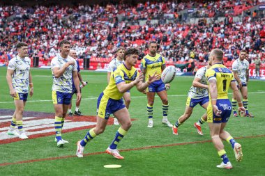 Warrington Wolves 'tan Jordy Crowther, Betfred Challenge Cup Final Warrington Wolves Hull KR' a karşı 7 Haziran 2025 'te Wembley Stadyumu, Londra' da oynanan karşılaşma öncesi ısınma maçında ısındı.
