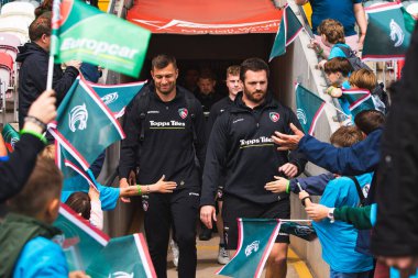 Leicester Tigers 'dan Julin Montoya ve Leicester Tigers' dan Handr Pollard Gallagher Premiership Play-off 'tan önce Leicester Tigers' a karşı Satış köpekbalıkları Mattioli Woods Welford Road Stadyumu, Leicester, İngiltere, 7 Haziran 2025