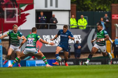 Leicester Tigers 'dan Handr Pollard ve Satış Köpekbalıkları' ndan Tom Roebuck Gallagher Premiership Play-off 'unda Leicester Tigers' a karşı Satış Köpekbalıkları Mattioli Woods Road Stadyumu, Leicester, 7 Haziran 2025