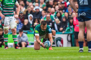 Leicester Tigers 'dan Handr Pollard Gallagher Premiership play-off' unda Leicester Tigers, Mattioli Woods Welford Road Stadyumu 'nda Satış Köpekbalıklarına karşı, 7 Haziran 2025