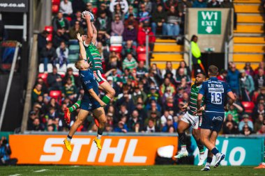 Leicester Tigers 'ın Freddie Steward' ı Gallagher Premiership play-off 'unda Leicester Tigers, Mattioli Woods Welford Road Stadyumu' nda Satış Köpekbalıklarına karşı, 7 Haziran 2025