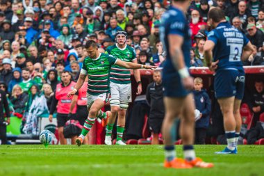 Leicester Tigers 'dan Handr Pollard Gallagher Premiership play-off' unda Leicester Tigers, Mattioli Woods Welford Road Stadyumu 'nda Satış Köpekbalıklarına karşı, 7 Haziran 2025
